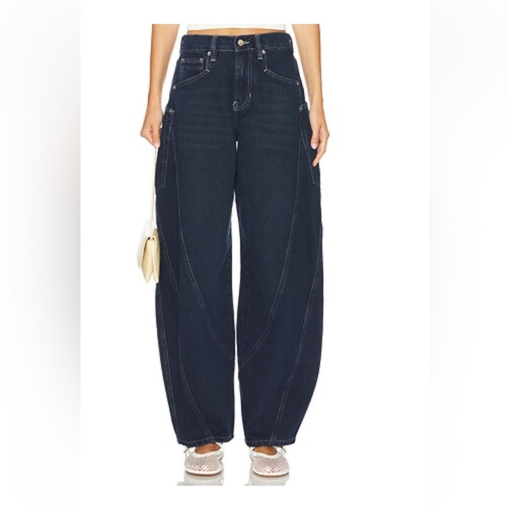 Free People We The Free Sugar & Spice Barrel Jeans Spooky Blue 26 - Picture 8 of 8